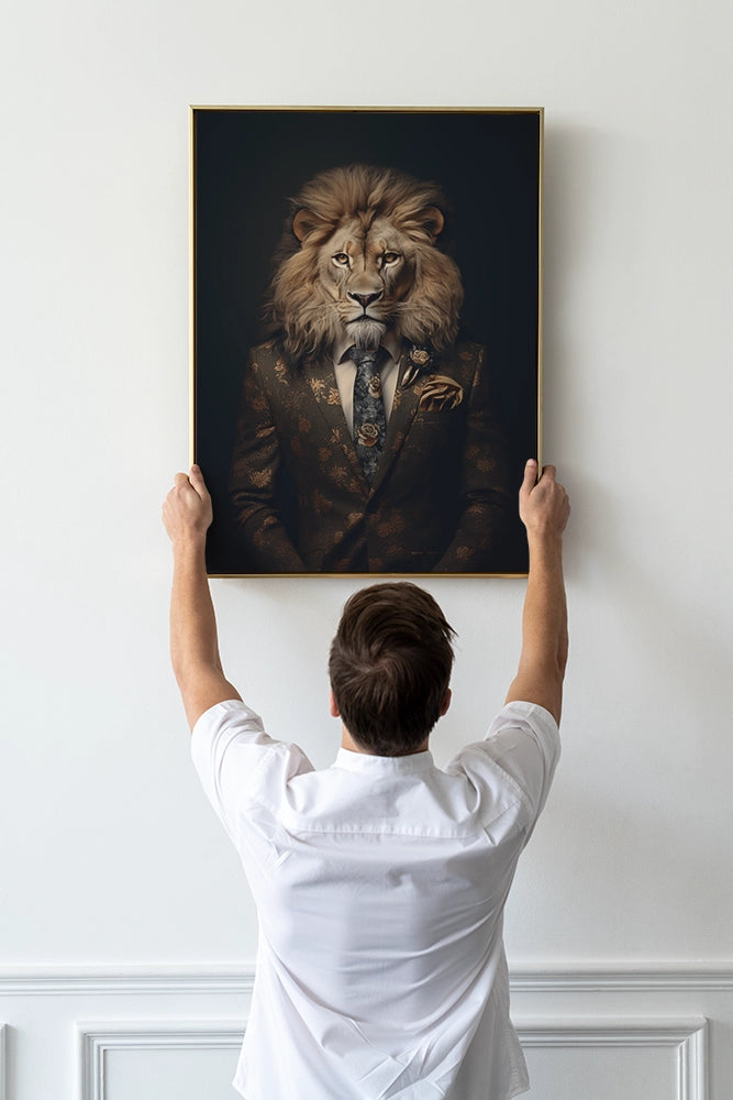 Hanging Luxury Lion Suit Canvas Art