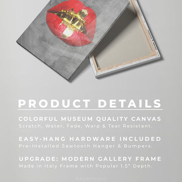 Discover Shop Lips Canvas Art, Gold Red Lips Fashion Canvas Wall Art, Gold Red Lips by Original Greattness™ Canvas Wall Art Print