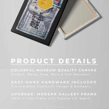 Discover Shop Money Dollar Canvas Art, Money Doesn't Buy Happiness Canvas Art, MONEY DOESN'T BUY HAPPINESS by Original Greattness™ Canvas Wall Art Print