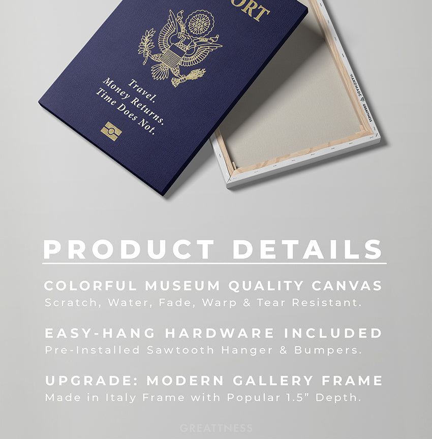 Discover Shop Travel Passport Wall Art, Passport Canvas - Original Greattness Art, TRAVEL PASSPORT by Original Greattness™ Canvas Wall Art Print