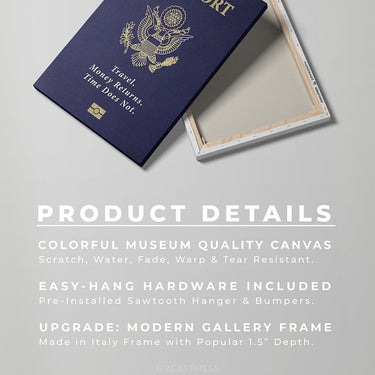 Discover Shop Travel Passport Wall Art, Passport Canvas - Original Greattness Art, TRAVEL PASSPORT by Original Greattness™ Canvas Wall Art Print