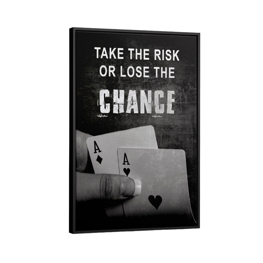 Discover Shop Game Room Canvas Art, Take the Risk, Motivational Play Room Quote Card Canvas Art, RISK OR LOSE CARD GAME by Original Greattness™ Canvas Wall Art Print