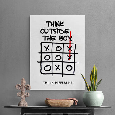 Discover Shop Mindset Wall Art, Think Outside the Box Motivational Canvas Wall Art Print , THINK OUTSIDE THE BOX by Original Greattness™ Canvas Wall Art Print
