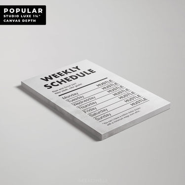 Discover Success Mindset Wall Art, Weekly Schedule Quote Motivational Canvas Art Prints, WEEKLY SCHEDULE by Original Greattness™ Canvas Wall Art Print