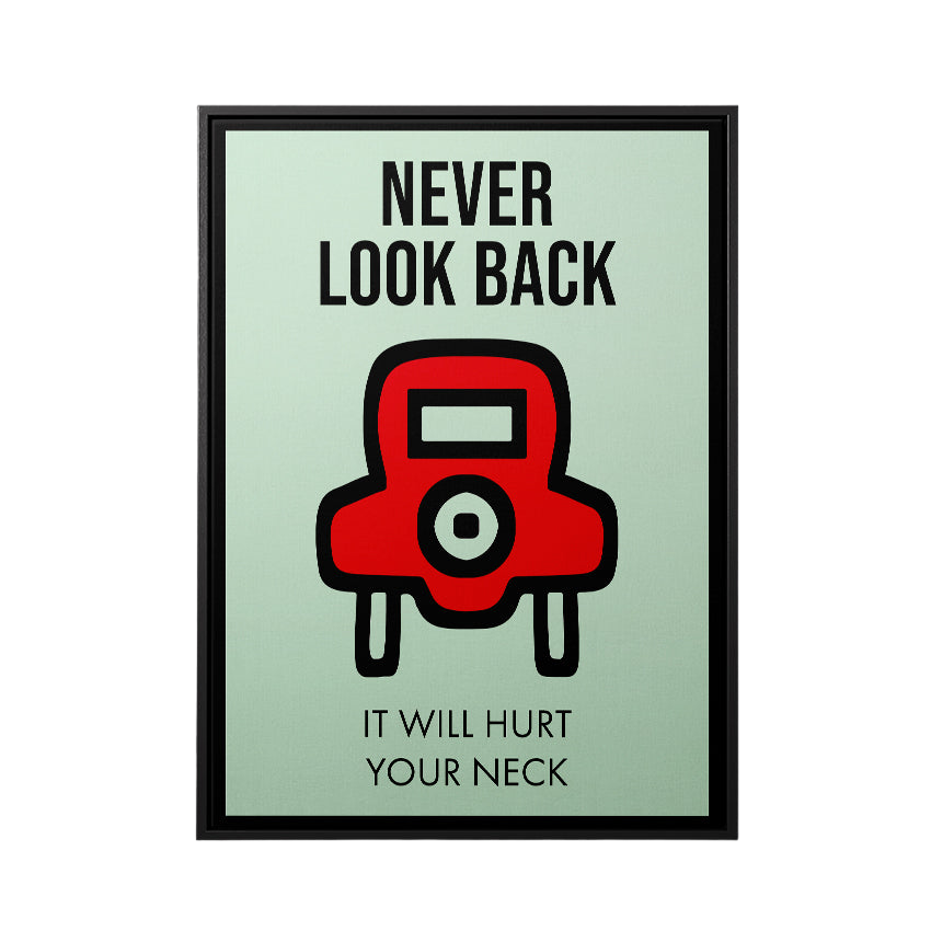 Discover Shop Monopoly Card Wall Art, Never Look Back, Broadway Monopoly Canvas Art , NEVER LOOK BACK by Original Greattness™ Canvas Wall Art Print