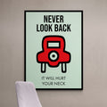 Discover Shop Monopoly Card Wall Art, Never Look Back, Broadway Monopoly Canvas Art , NEVER LOOK BACK by Original Greattness™ Canvas Wall Art Print