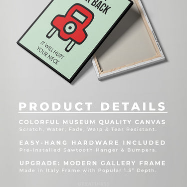 Discover Shop Monopoly Card Wall Art, Never Look Back, Broadway Monopoly Canvas Art , NEVER LOOK BACK by Original Greattness™ Canvas Wall Art Print