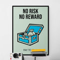 Discover Monopoly Card Canvas Art, Monopoly Broadway Motivational Canvas Wall Art , NO RISK NO REWARD by Original Greattness™ Canvas Wall Art Print