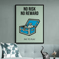 Discover Monopoly Card Canvas Art, Monopoly Broadway Motivational Canvas Wall Art , NO RISK NO REWARD by Original Greattness™ Canvas Wall Art Print