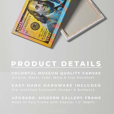 Discover Shop Money Color Canvas Art, Color Benjamin - Money Dollar Bill Stack Canvas Art , COLOR BENJAMIN by Original Greattness™ Canvas Wall Art Print