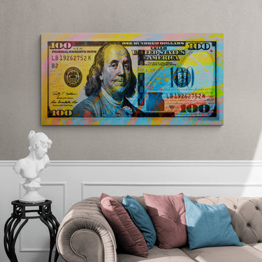 Discover Shop Money Color Canvas Art, Color Benjamin - Money Dollar Bill Stack Canvas Art , COLOR BENJAMIN by Original Greattness™ Canvas Wall Art Print