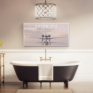 Discover Private Jet Canvas Art, Dream Big - Private Jet Motivational Canvas Art , DREAM BIG (PRIVATE JET) by Original Greattness™ Canvas Wall Art Print