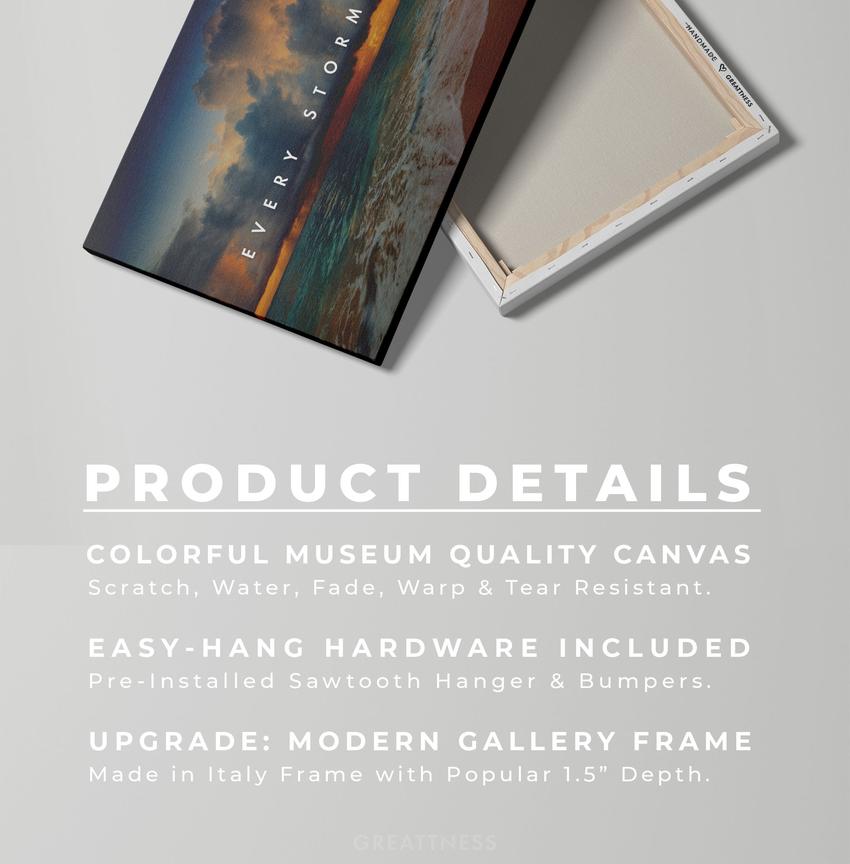 Discover Motivational Landscape Wall Art, Every Storm Will Pass - Sunset Beach Landscape Canvas Art, EVERY STORM WILL PASS II by Original Greattness™ Canvas Wall Art Print