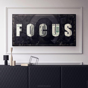 Discover Motivational Canvas Art, Focus - Motivational Canvas Art, Money Dollar Art Print, FOCUS by Original Greattness™ Canvas Wall Art Print