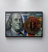 Discover Shop Bitcoin Canvas Art, Franks x Bitcoin - Money Canvas Wall Art, FRANKS X BITCOIN by Original Greattness™ Canvas Wall Art Print