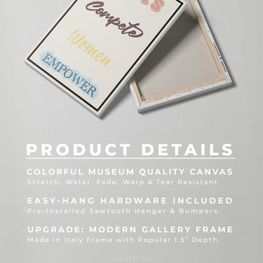 Discover Women Canvas Wall Art, Girls Compete Women Empower, Inspirational Quote Sign, GIRLS COMPETE WOMEN EMPOWER by Original Greattness™ Canvas Wall Art Print