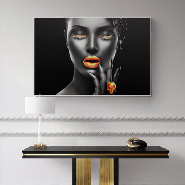 Discover Women Canvas Wall Art, Gold Dream - Elegant Women Red Lips Canvas Art, GOLD DREAM by Original Greattness™ Canvas Wall Art Print