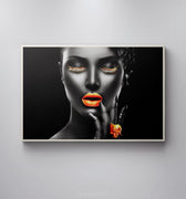 Discover Women Canvas Wall Art, Gold Dream - Elegant Women Red Lips Canvas Art, GOLD DREAM by Original Greattness™ Canvas Wall Art Print