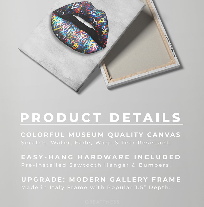 Discover Motivational Lips Wall Art, Pop Art Sexy Graffiti Lips Canvas Print Colorful Abstract, GRAFFITI LIPS by Original Greattness™ Canvas Wall Art Print