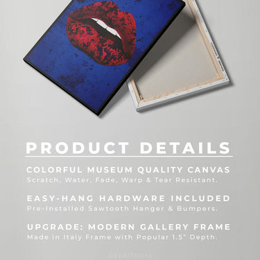 Discover Lips Canvas Wall Art, Grunge Lips Canvas Art, Modern Pop Art Lips Sign Print, GRUNGE LIPS by Original Greattness™ Canvas Wall Art Print