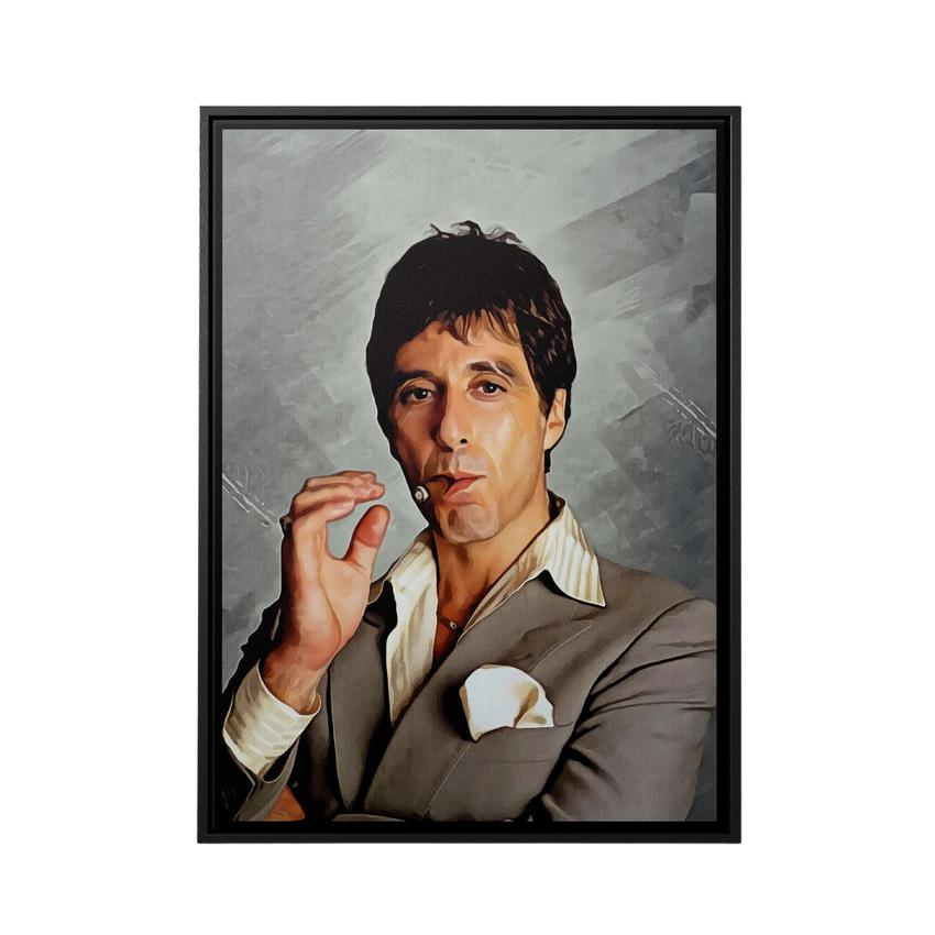 Discover Tony Montana Canvas Art, Al Pacino Scarface Movie Poster Oil Canvas Wall Art, INVINCIBLE Al Pacino by Original Greattness™ Canvas Wall Art Print