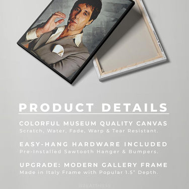Discover Tony Montana Canvas Art, Al Pacino Scarface Movie Poster Oil Canvas Wall Art, INVINCIBLE Al Pacino by Original Greattness™ Canvas Wall Art Print