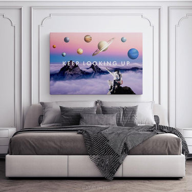 Discover Astronaut Space Wall Art, Keep Looking Up Canvas Art, Space Motivational Artwork, KEEP LOOKING UP by Original Greattness™ Canvas Wall Art Print