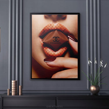 Discover Chanel Lips Canvas Art, La Chocolat, Luxury Fashion Chanel Canvas Wall Art, LA CHOCOLAT CHANEL CANVAS by Original Greattness™ Canvas Wall Art Print