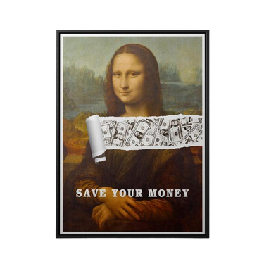 Discover Money Mona Lisa Wall Art, Mona Lisa Save Money Painting Canvas Wall Art, MONA LISA SAVE MONEY by Original Greattness™ Canvas Wall Art Print