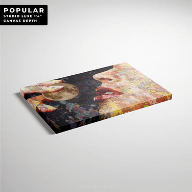 Discover Greattness Original, Abstract Painting Graffiti Women Lips Moon Canvas Art, LUNA TASTE by Original Greattness™ Canvas Wall Art Print