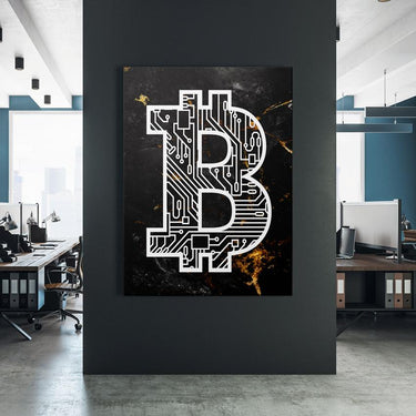 Discover Shop Bitcoin Canvas Art, Marble Bitcoin Canvas Wall Art, MARBLE BITCOIN CANVAS by Original Greattness™ Canvas Wall Art Print