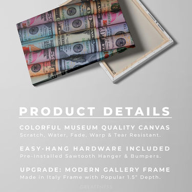 Discover Shop Money Wall Art, Money Racks Dollar Bills Canvas Wall Art, MCDOLLAR by Original Greattness™ Canvas Wall Art Print