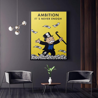 Discover Motivational Canvas Art, Ambition is Never Enough Canvas Art | Motivational Money Canvas Art , AMBITION ITS NEVER ENOUGH by Original Greattness™ Canvas Wall Art Print