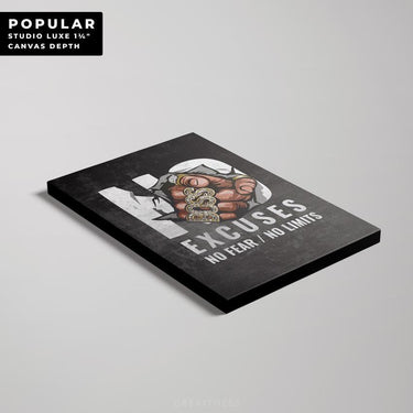 Discover Motivational Canvas Art, No Excuses Motivational Canvas Wall Art, NO EXCUSES CANVAS by Original Greattness™ Canvas Wall Art Print