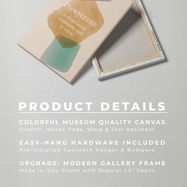 Discover Inspirational Canvas Art, Perseverance Wellness Yoga Quote Meditation Canvas Wall Art, PERSEVERANCE YOGA CANVAS by Original Greattness™ Canvas Wall Art Print