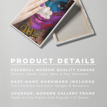 Discover Shop Pop Art Wall Art, Pop Art Comic Woman WOW Omg Shock Comic Style Wall Art, POP ART GIRL by Original Greattness™ Canvas Wall Art Print