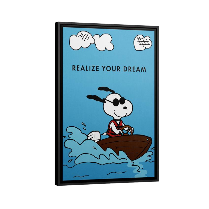 Discover Shop Peanuts Snoopy Wall Art, Peanuts Snoopy Motivational Canvas Prints & Wall Art, SNOOPY REALIZE YOUR DREAM by Original Greattness™ Canvas Wall Art Print