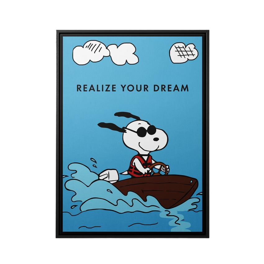 Discover Shop Peanuts Snoopy Wall Art, Peanuts Snoopy Motivational Canvas Prints & Wall Art, SNOOPY REALIZE YOUR DREAM by Original Greattness™ Canvas Wall Art Print