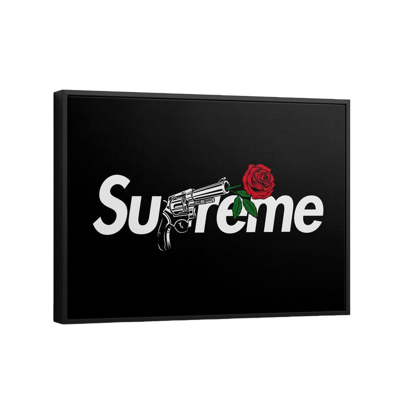 Supreme-Inspired Canvas – Street Art Gun & Rose Wall Art – Greattness™