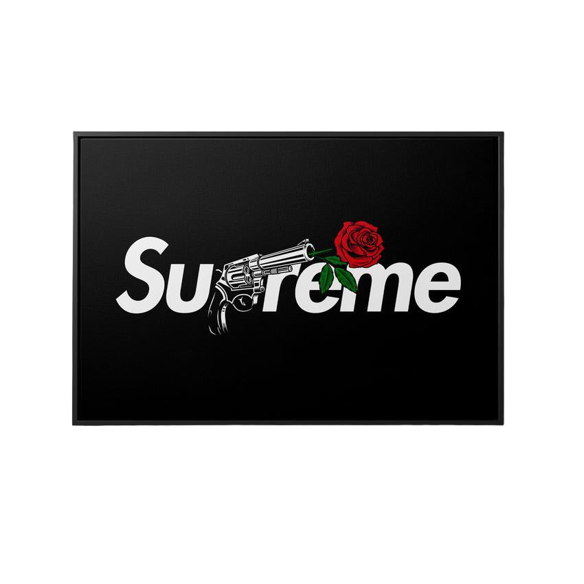 Supreme-Inspired Canvas – Street Art Gun & Rose Wall Art – Greattness™