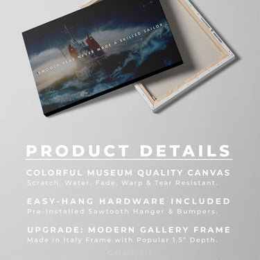 Discover Shop Motivational Quote Wall Art, Smooth Seas Never Made A Skilled Sailor Quote Ozean Canvas Art, SMOOTH SEAS by Original Greattness™ Canvas Wall Art Print