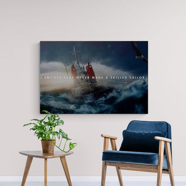 Discover Shop Motivational Quote Wall Art, Smooth Seas Never Made A Skilled Sailor Quote Ozean Canvas Art, SMOOTH SEAS by Original Greattness™ Canvas Wall Art Print