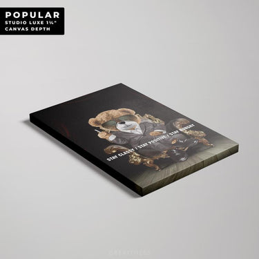 Discover Shop Classic Canvas Art, Stay Classy, Stay Hungry Quote Bear Motivational Canvas Art, STAY CLASSY BEAR by Original Greattness™ Canvas Wall Art Print