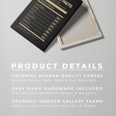 Discover Success Mindset Wall Art, Success Nutrition Facts - Success Art - Workspace, Success Nutrition Facts by Original Greattness™ Canvas Wall Art Print