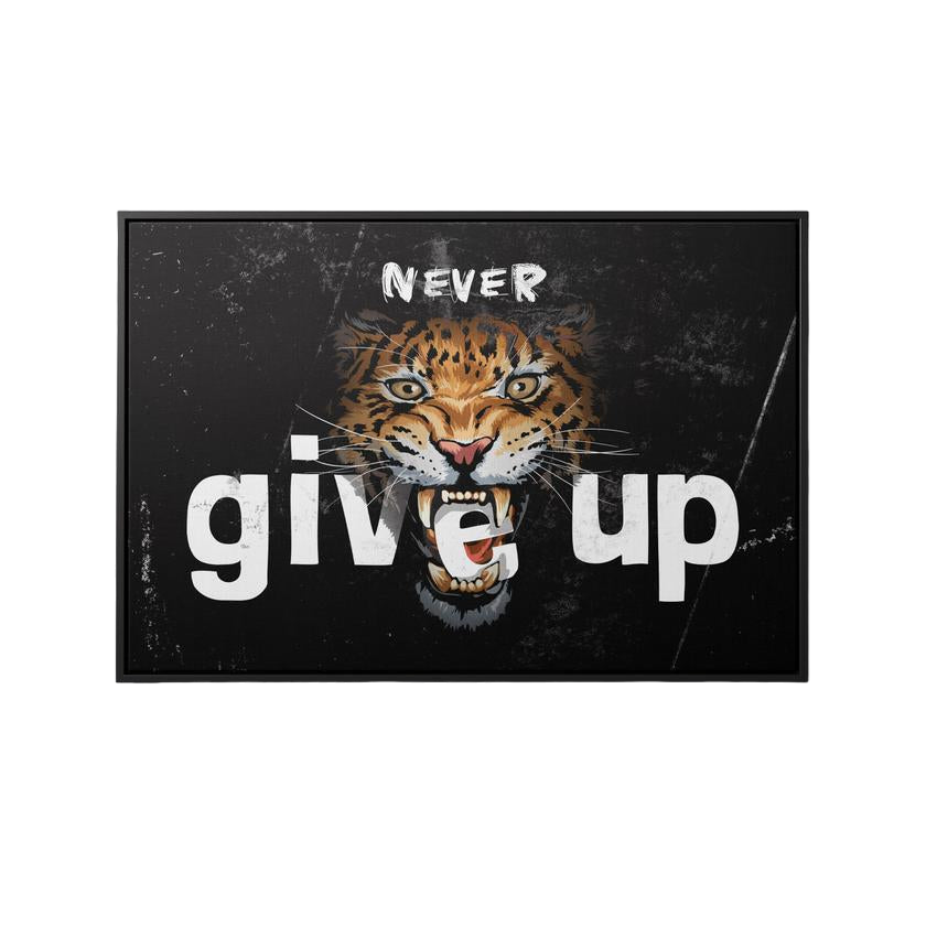 Discover Inspirational Office Wall Art, Never Give Up Tiger, Canvas Art Quote, Artwork for Office, TIGER NEVER GIVE UP by Original Greattness™ Canvas Wall Art Print