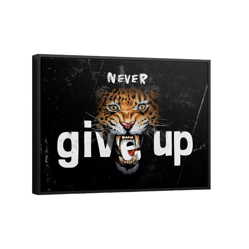 Discover Inspirational Office Wall Art, Never Give Up Tiger, Canvas Art Quote, Artwork for Office, TIGER NEVER GIVE UP by Original Greattness™ Canvas Wall Art Print