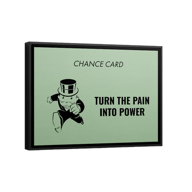 Discover Monopoly Card Canvas Art, Pain Into Power Monopoly Chance Card Canvas Art, PAIN INTO POWER by Original Greattness™ Canvas Wall Art Print