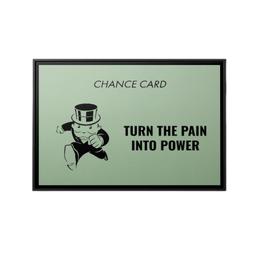 Discover Monopoly Card Canvas Art, Pain Into Power Monopoly Chance Card Canvas Art, PAIN INTO POWER by Original Greattness™ Canvas Wall Art Print