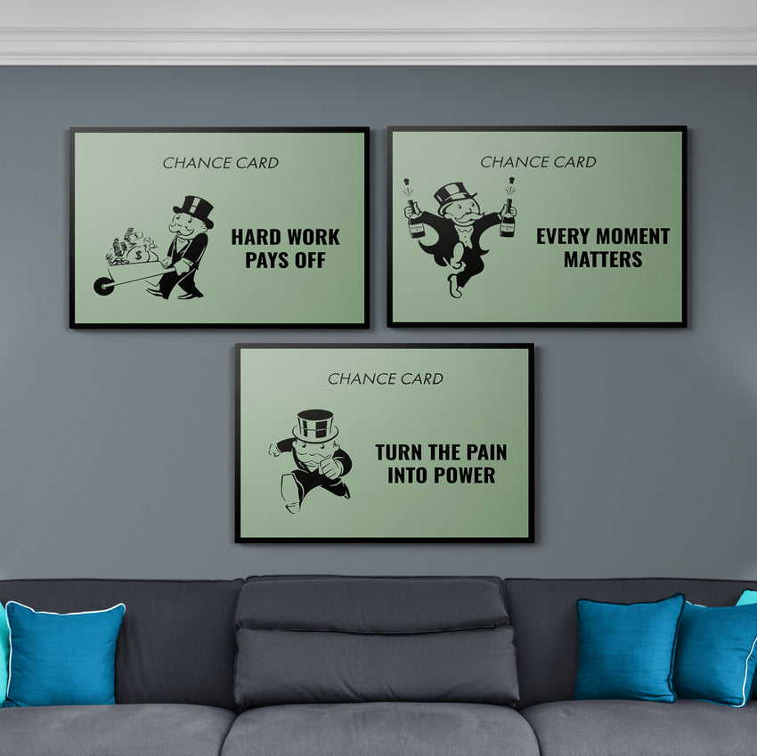 Discover Monopoly Card Canvas Art, The Chance Card Bundle Canvas Art | Motivational Wall Art, THE CHANCE CARD BUNDLE by Original Greattness™ Canvas Wall Art Print
