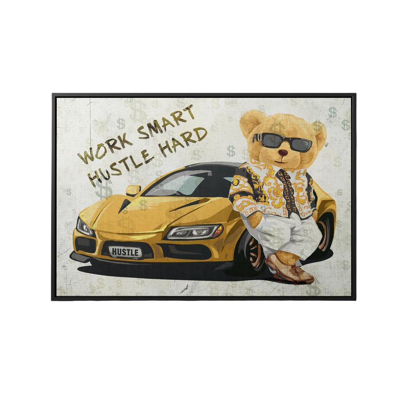 Discover Motivational Hustle Canvas Art, Work Smart Hustle Hard Bear, Money Motivational Quote Canvas Art, WORK SMART HUSTLE HARD BEAR by Original Greattness™ Canvas Wall Art Print